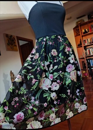 Abito donna nero con fiori