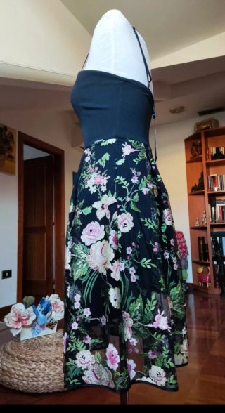 Abito donna nero con fiori