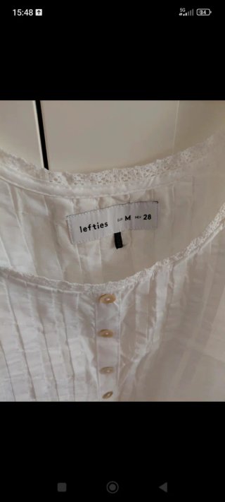 Camisa corta bordada blanca