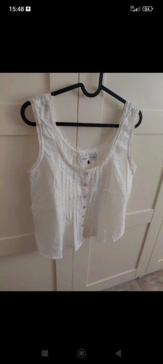 Camisa corta bordada blanca