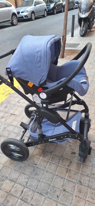 Cochecito Bebé con Silla de Coche Azul