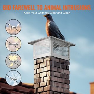 Tapa de Chimenea, 431.8x431.8mm, Cubierta de Chimenea de Acero Inoxidable 304, No Fácilmente Volcable & Accesorios Prácticos & Fácil Instalación, Se Ajusta a Cubiertas de Malla Fuera de Tejas de A...