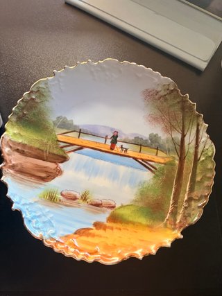 Pareja platos vintage pintados a mano