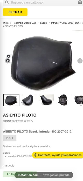 Asiento Suzuki Intruder VS800 2007-2015