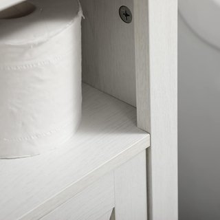 Mueble de Baño Bajo Lavabo con Armario de 2 Puertas y Estante Abierto, Mueble de Baño de Aglomerado, para Lavabos con o sin Columna, 60X30X60 Cm, Blanco y Color Nogal