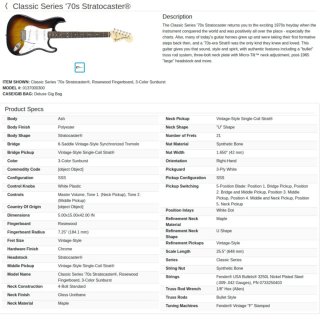 Guitarra Fender Stratocaster Classic Series 70s