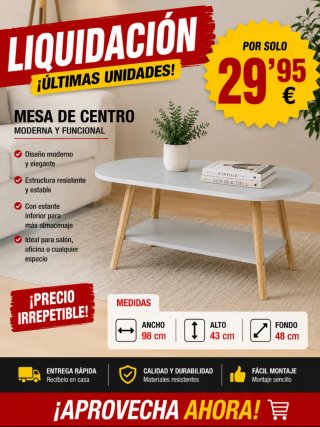 Mesa de centro moderna y funcional
