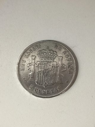 Moneda Plata 5 Pesetas Alfonso XIII 1888