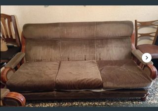 Sofá de 3 plazas en tela y madera