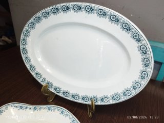 2 Fuentes Porcelana Francesa Azul/Blanco