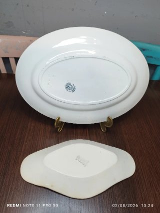 2 Fuentes Porcelana Francesa Azul/Blanco