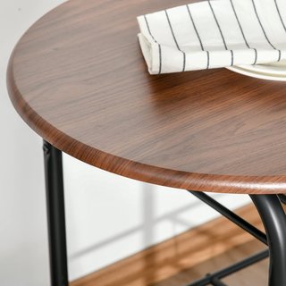 Conjunto de Mesa Moderna con 2 Sillas para Comedor, Set de 3 Piezas Muebles Ahorradores de Espacio para Cocina, Balcón, Restaurante o Bar, Marrón y Negro