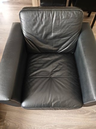 Sofá 3 plazas + sillón piel negro