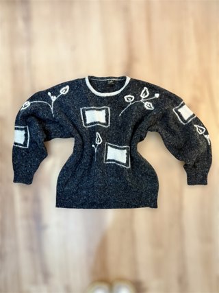 Jersey estampado geométrico lana y mohair -Vintage