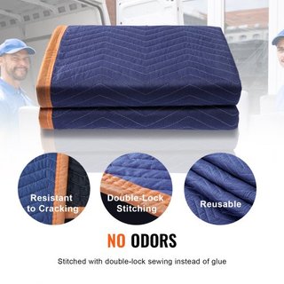 Coperte per Trasloco, 203.2 x 182.9 cm, Peso 15.9 kg/dz, 12 Pacchetti, Coperta da Imballo Professionale in Tessuto Non Tessuto e Cotone Riciclato, Cuscini per Trasloco ad Alta Resistenza per Protezione...
