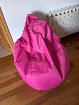 Puff grande rosa poliéster