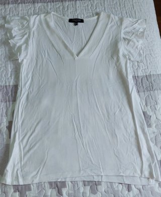 Top blanco Trucco manga volante Talla M