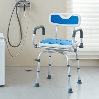 Silla de Ducha Giratoria 360 Grados, Asiento de Ducha Ajustable con Brazos Pivotantes para Duchas o Bañeras, Silla de Ducha Rotativa Antideslizante para Ancianos, Discapacitados o Lesionados, Capa...