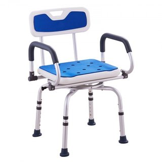 Silla de Ducha Giratoria 360 Grados, Asiento de Ducha Ajustable con Brazos Pivotantes para Duchas o Bañeras, Silla de Ducha Rotativa Antideslizante para Ancianos, Discapacitados o Lesionados, Capa...