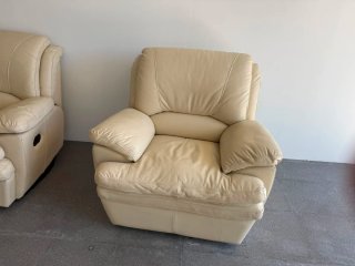 Sofá L + Sillón Piel Beige