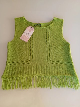 Top verde punto flecos talla S