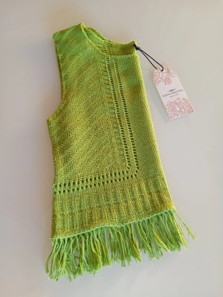 Top verde punto flecos talla S