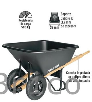 Carretilla 175 Litros Polipropileno - 2 Ruedas - Truper