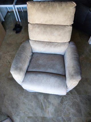 Sillón relax tela beige/gris
