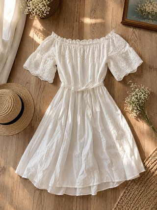 Vestido blanco escote Bardot