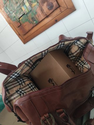 Borsone in vera pelle marrone