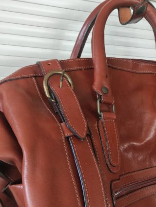 Borsone in vera pelle marrone