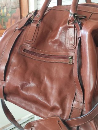 Borsone in vera pelle marrone
