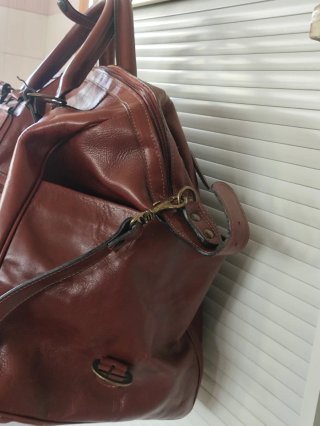 Borsone in vera pelle marrone