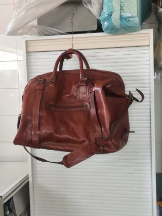Borsone in vera pelle marrone