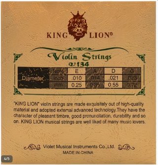 Cuerdas Violín King Lion V134