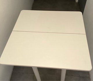 Mesa de cocina extensible abatible blanca