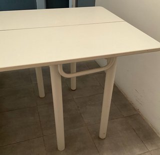 Mesa de cocina extensible abatible blanca