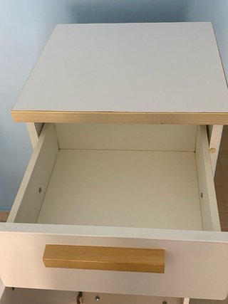 Mueble baño Ikea blanco y madera