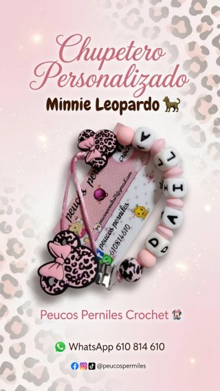 Chupetero Minnie Leopardo Personalizado