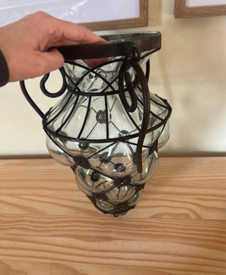 Lámpara colgante de cristal y forja