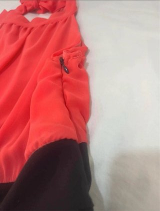 Abito corto donna nero e corallo