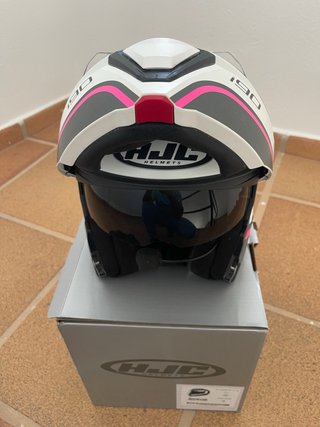 Casco Moto HJC i90 Blanco/Rosa