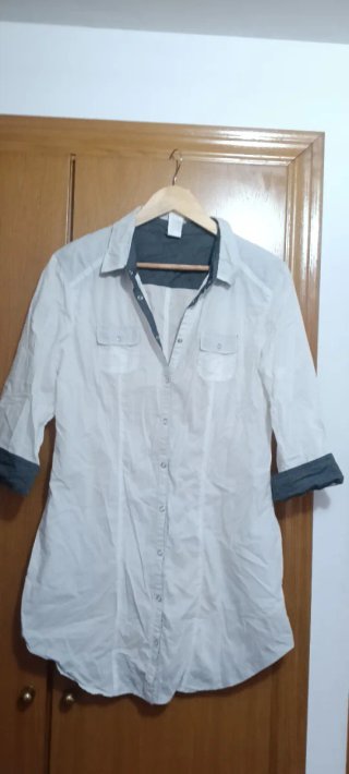 Vestido camisero blanco mujer manga 3/4