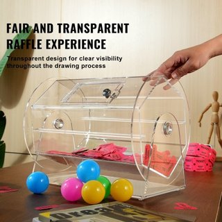 Tambor de Rifa Acrílico, Capacidad para 5000 Boletos o 200 Pelotas de Rifa, Jaula Profesional para Girar Boletos de Rifa con 2 Llaves, Sorteo Transparente de Lotería, Caja de Boletos de Rifa para ...