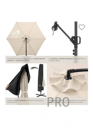 Parasol de brazo articulado ARTEMIS beige 3 x 3 m