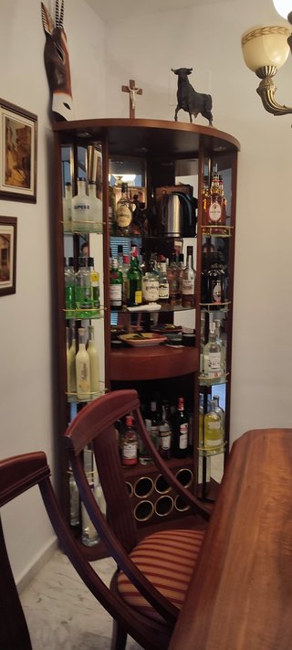 Mueble Bar Espejo Botellero Madera