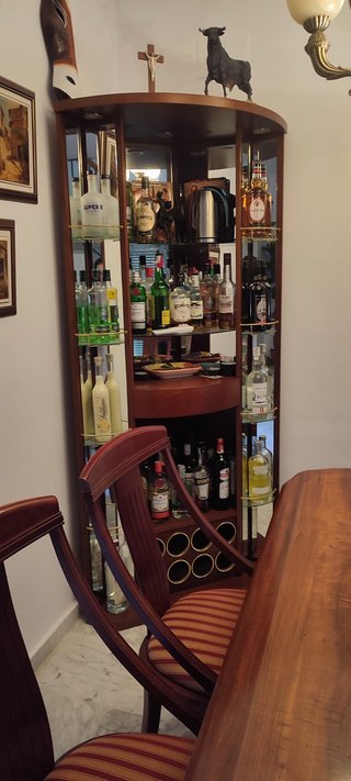 Mueble Bar Espejo Botellero Madera