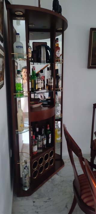 Mueble Bar Espejo Botellero Madera