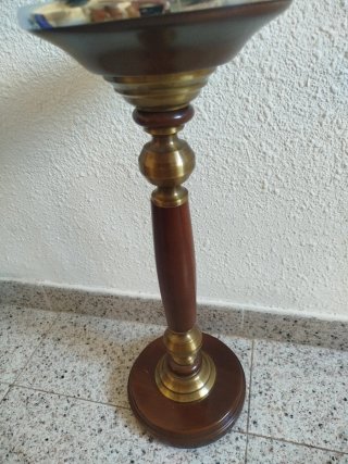 Cenicero de pie vintage madera y metal