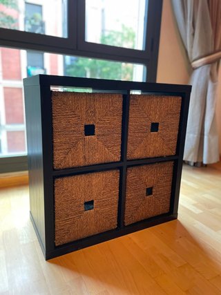 Mueble organizador 4 cubos mimbre